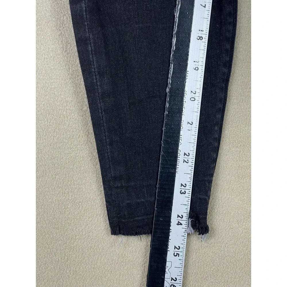 Spanx Distressed Skinny Jeans Womens M Black Mid Rise Pull On Elastic‎ Waist